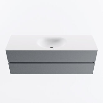 Mondiaz VICA 140cm badmeubel onderkast Plata 2 lades. Wastafel MOON midden zonder kraangat, kleur Talc.