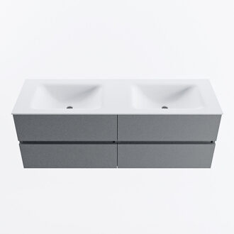 Mondiaz VICA 140cm badmeubel onderkast Plata 4 lades. Wastafel CLOUD dubbel 2 kraangaten, kleur Talc.