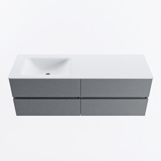 Mondiaz VICA 140cm badmeubel onderkast Plata 4 lades. Wastafel CLOUD links 1 kraangat, kleur Talc.