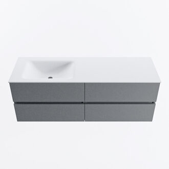Mondiaz VICA 140cm badmeubel onderkast Plata 4 lades. Wastafel CLOUD links zonder kraangat, kleur Talc.