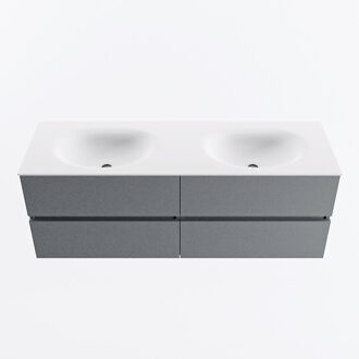 Mondiaz VICA 140cm badmeubel onderkast Plata 4 lades. Wastafel MOON dubbel 2 kraangaten, kleur Talc.