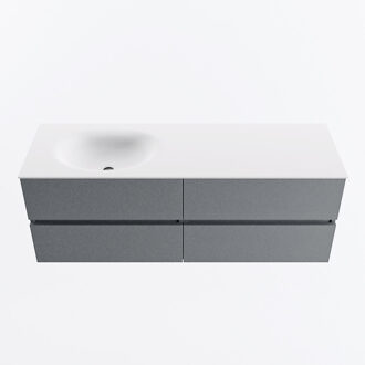 Mondiaz VICA 140cm badmeubel onderkast Plata 4 lades. Wastafel MOON links 1 kraangat, kleur Talc.