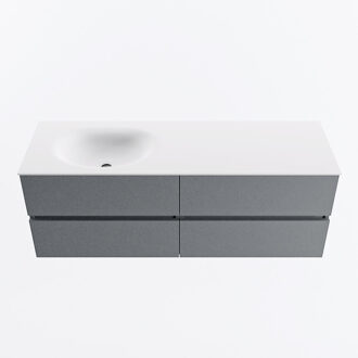 Mondiaz VICA 140cm badmeubel onderkast Plata 4 lades. Wastafel MOON links zonder kraangat, kleur Talc.
