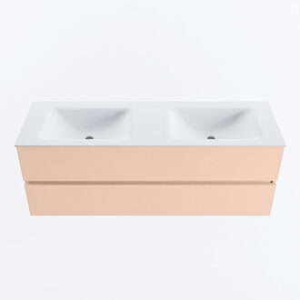 Mondiaz VICA 140cm badmeubel onderkast Rosee 2 lades. Wastafel CLOUD dubbel 2 kraangaten, kleur Talc.
