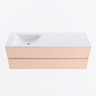 Mondiaz VICA 140cm badmeubel onderkast Rosee 2 lades. Wastafel CLOUD links 1 kraangat, kleur Talc.