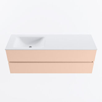 Mondiaz VICA 140cm badmeubel onderkast Rosee 2 lades. Wastafel CLOUD links zonder kraangat, kleur Talc.