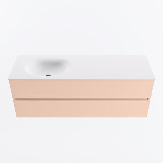 Mondiaz VICA 140cm badmeubel onderkast Rosee 2 lades. Wastafel MOON links zonder kraangat, kleur Talc.