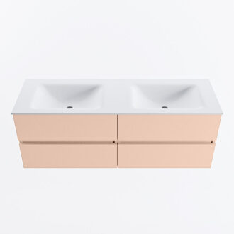 Mondiaz VICA 140cm badmeubel onderkast Rosee 4 lades. Wastafel CLOUD dubbel zonder kraangat, kleur Talc.