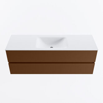 Mondiaz VICA 140cm badmeubel onderkast Rust 2 lades. Wastafel CLOUD midden 1 kraangat, kleur Talc.