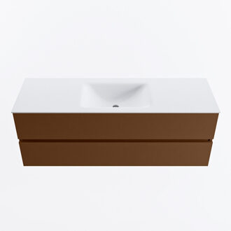 Mondiaz VICA 140cm badmeubel onderkast Rust 2 lades. Wastafel CLOUD midden zonder kraangat, kleur Talc.