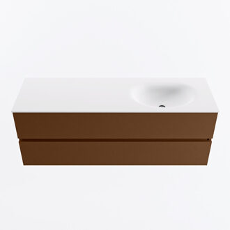 Mondiaz VICA 140cm badmeubel onderkast Rust 2 lades. Wastafel MOON rechts zonder kraangat, kleur Talc.