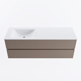 Mondiaz VICA 140cm badmeubel onderkast Smoke 2 lades. Wastafel CLOUD links 1 kraangat, kleur Talc.