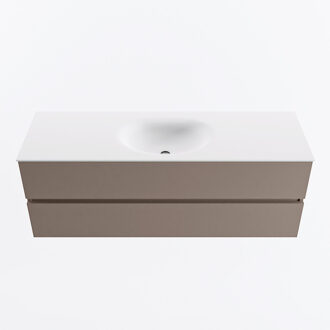 Mondiaz VICA 140cm badmeubel onderkast Smoke 2 lades. Wastafel MOON midden 1 kraangat, kleur Talc.