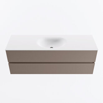 Mondiaz VICA 140cm badmeubel onderkast Smoke 2 lades. Wastafel MOON midden zonder kraangat, kleur Talc.