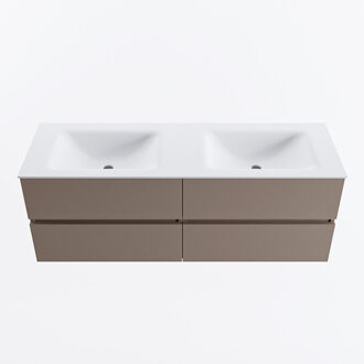 Mondiaz VICA 140cm badmeubel onderkast Smoke 4 lades. Wastafel CLOUD dubbel 2 kraangaten, kleur Talc.