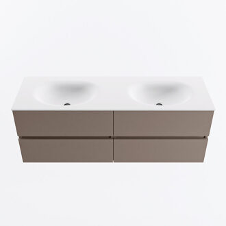 Mondiaz VICA 140cm badmeubel onderkast Smoke 4 lades. Wastafel MOON dubbel 2 kraangaten, kleur Talc.