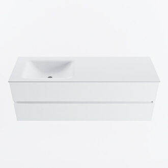 Mondiaz VICA 140cm badmeubel onderkast Talc 2 lades. Wastafel CLOUD links 1 kraangat, kleur Talc.