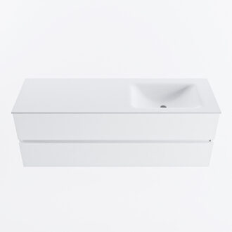 Mondiaz VICA 140cm badmeubel onderkast Talc 2 lades. Wastafel CLOUD rechts 1 kraangat, kleur Talc.