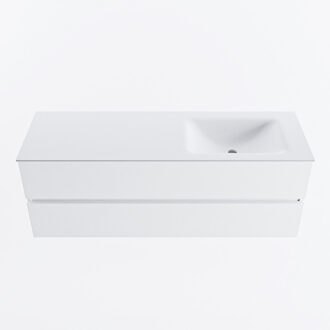 Mondiaz VICA 140cm badmeubel onderkast Talc 2 lades. Wastafel CLOUD rechts zonder kraangat, kleur Talc.