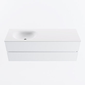 Mondiaz VICA 140cm badmeubel onderkast Talc 2 lades. Wastafel MOON links 1 kraangat, kleur Talc.