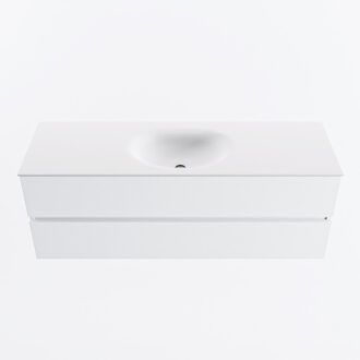 Mondiaz VICA 140cm badmeubel onderkast Talc 2 lades. Wastafel MOON midden 1 kraangat, kleur Talc.