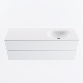 Mondiaz VICA 140cm badmeubel onderkast Talc 2 lades. Wastafel MOON rechts 1 kraangat, kleur Talc.