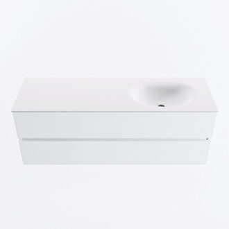 Mondiaz VICA 140cm badmeubel onderkast Talc 2 lades. Wastafel MOON rechts zonder kraangat, kleur Talc.