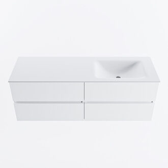 Mondiaz VICA 140cm badmeubel onderkast Talc 4 lades. Wastafel CLOUD rechts 1 kraangat, kleur Talc.