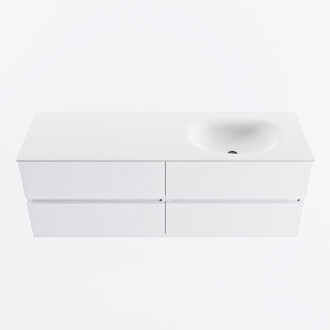 Mondiaz VICA 140cm badmeubel onderkast Talc 4 lades. Wastafel MOON rechts 1 kraangat, kleur Talc.