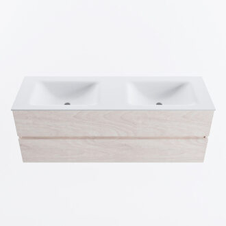 Mondiaz VICA 140cm badmeubel onderkast Underlayment 2 lades. Wastafel CLOUD dubbel zonder kraangat, kleur Talc.