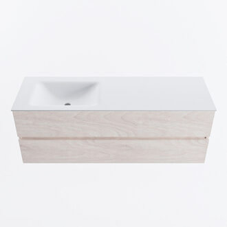 Mondiaz VICA 140cm badmeubel onderkast Underlayment 2 lades. Wastafel CLOUD links 1 kraangat, kleur Talc.