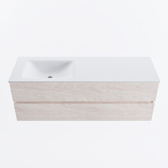 Mondiaz VICA 140cm badmeubel onderkast Underlayment 2 lades. Wastafel CLOUD links zonder kraangat, kleur Talc.