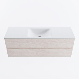 Mondiaz VICA 140cm badmeubel onderkast Underlayment 2 lades. Wastafel CLOUD midden zonder kraangat, kleur Talc.