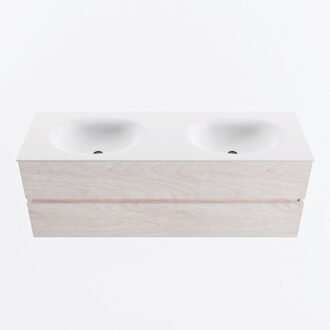 Mondiaz VICA 140cm badmeubel onderkast Underlayment 2 lades. Wastafel MOON dubbel 2 kraangaten, kleur Talc.