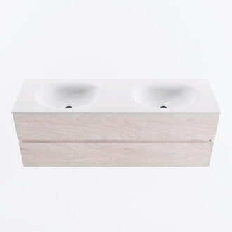 Mondiaz VICA 140cm badmeubel onderkast Underlayment 2 lades. Wastafel MOON dubbel zonder kraangat, kleur Talc.
