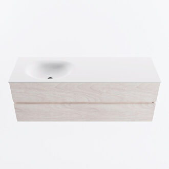 Mondiaz VICA 140cm badmeubel onderkast Underlayment 2 lades. Wastafel MOON links 1 kraangat, kleur Talc.