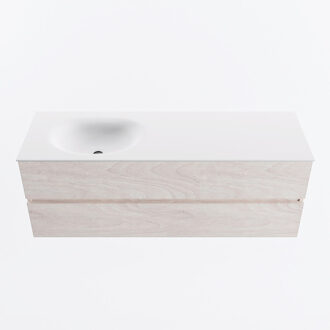 Mondiaz VICA 140cm badmeubel onderkast Underlayment 2 lades. Wastafel MOON links zonder kraangat, kleur Talc.