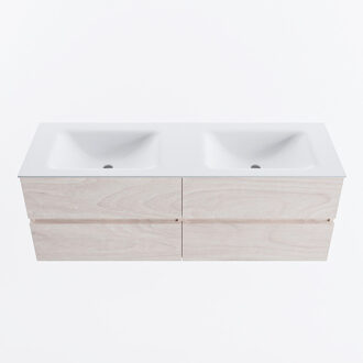 Mondiaz VICA 140cm badmeubel onderkast Underlayment 4 lades. Wastafel CLOUD dubbel 2 kraangaten, kleur Talc.