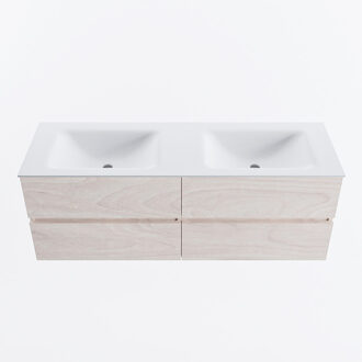 Mondiaz VICA 140cm badmeubel onderkast Underlayment 4 lades. Wastafel CLOUD dubbel zonder kraangat, kleur Talc.