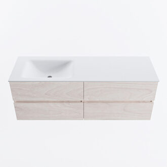 Mondiaz VICA 140cm badmeubel onderkast Underlayment 4 lades. Wastafel CLOUD links zonder kraangat, kleur Talc.
