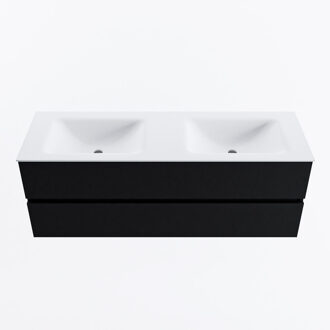 Mondiaz VICA 140cm badmeubel onderkast Urban 2 lades. Wastafel CLOUD dubbel 2 kraangaten, kleur Talc.