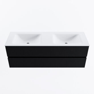 Mondiaz VICA 140cm badmeubel onderkast Urban 2 lades. Wastafel CLOUD dubbel zonder kraangat, kleur Talc.