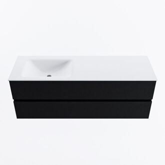 Mondiaz VICA 140cm badmeubel onderkast Urban 2 lades. Wastafel CLOUD links zonder kraangat, kleur Talc.