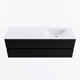 Mondiaz VICA 140cm badmeubel onderkast Urban 2 lades. Wastafel CLOUD rechts zonder kraangat, kleur Talc.