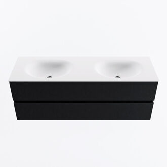 Mondiaz VICA 140cm badmeubel onderkast Urban 2 lades. Wastafel MOON dubbel 2 kraangaten, kleur Talc.