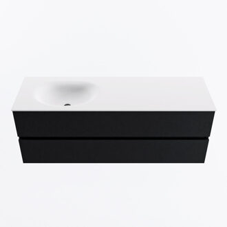 Mondiaz VICA 140cm badmeubel onderkast Urban 2 lades. Wastafel MOON links zonder kraangat, kleur Talc.