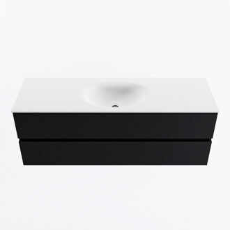 Mondiaz VICA 140cm badmeubel onderkast Urban 2 lades. Wastafel MOON midden zonder kraangat, kleur Talc.