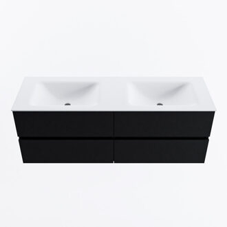 Mondiaz VICA 140cm badmeubel onderkast Urban 4 lades. Wastafel CLOUD dubbel zonder kraangat, kleur Talc.