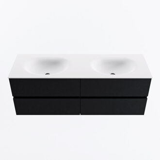 Mondiaz VICA 140cm badmeubel onderkast Urban 4 lades. Wastafel MOON dubbel zonder kraangat, kleur Talc.