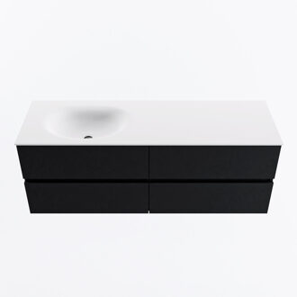 Mondiaz VICA 140cm badmeubel onderkast Urban 4 lades. Wastafel MOON links zonder kraangat, kleur Talc.